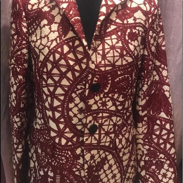 Lafayette 148 Red And Cream Blazer Sz 2